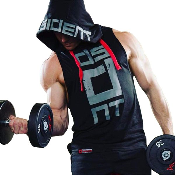 Black Gym Sleeveless Hood Tracksuit – Black Gym Sleeveless Hood Summer Tracksuit – Ready To Wear 2-piece Set | Men’s Sports & Jogging Wear