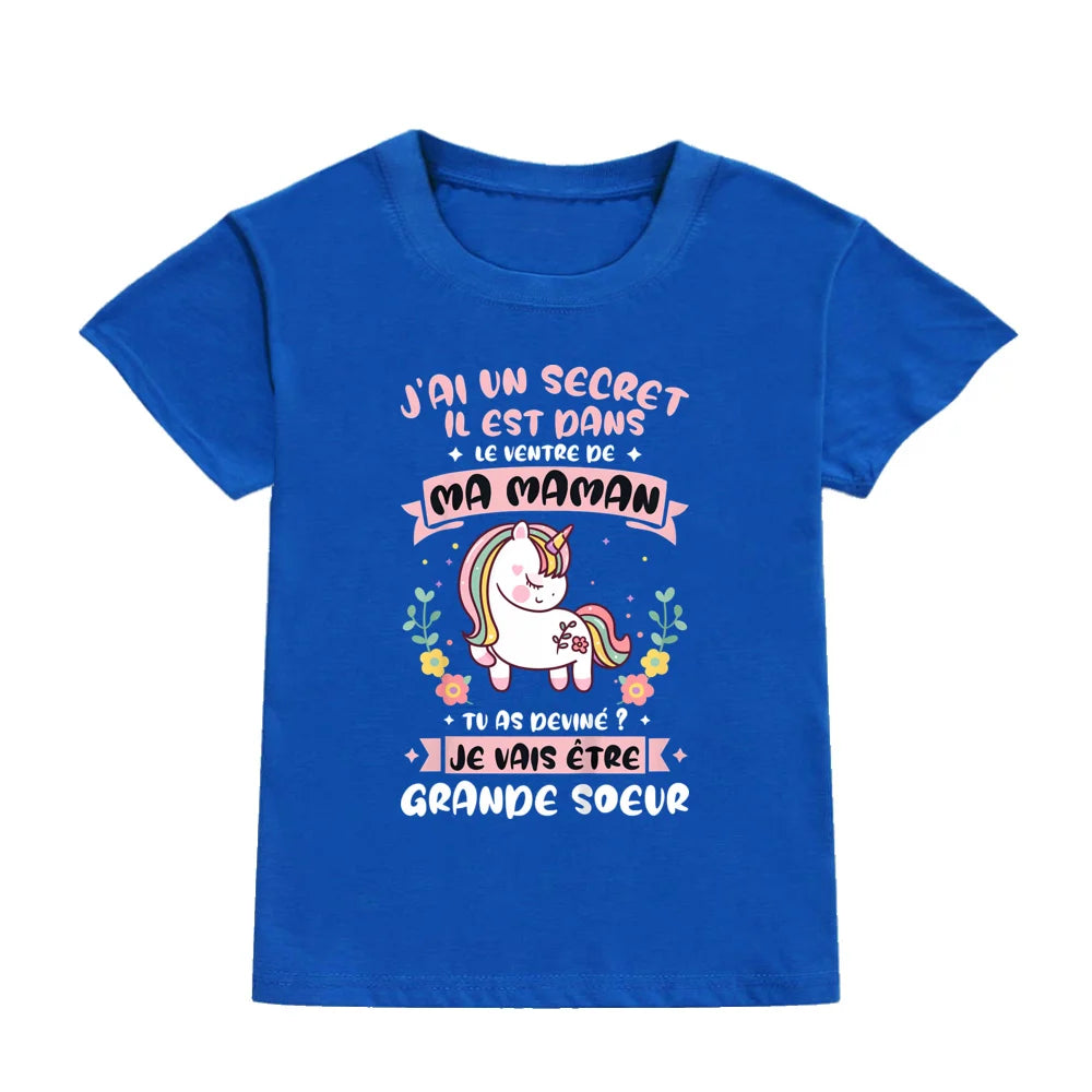 Guess I'll Become A Sister Print Kid Girl T-shirt Casual Short Sleeve Child Girls Tee Top Pregnancy Announcement Tees Clothes