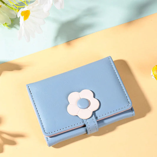 Fashion Women Wallet Gift 2025 Purse Ladies Short Cute Flower Fresh Korean Coin purse Card Holder Small Zipper PU Leather Wallet
