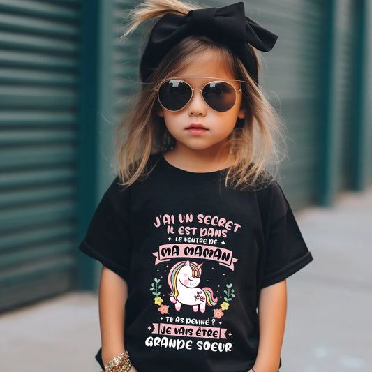 Guess I'll Become A Sister Print Kid Girl T-shirt Casual Short Sleeve Child Girls Tee Top Pregnancy Announcement Tees Clothes