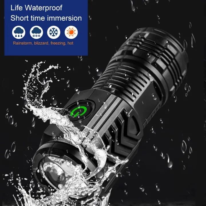 Mini Portable Outdoor Flashlight LED Flashlights Plastic Body High Lumens Three Eyed Rechargeable Lightning For Outdoor