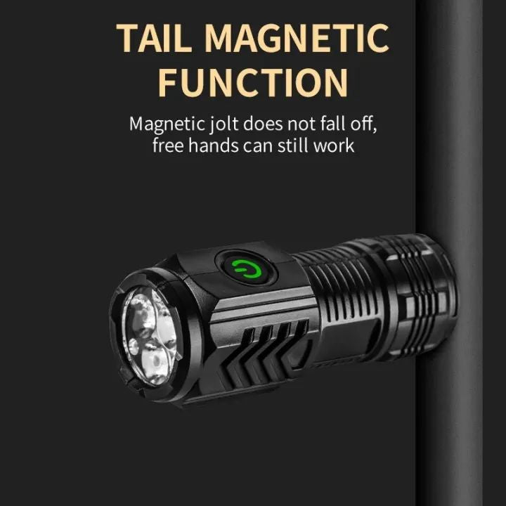 Mini Portable Outdoor Flashlight LED Flashlights Plastic Body High Lumens Three Eyed Rechargeable Lightning For Outdoor